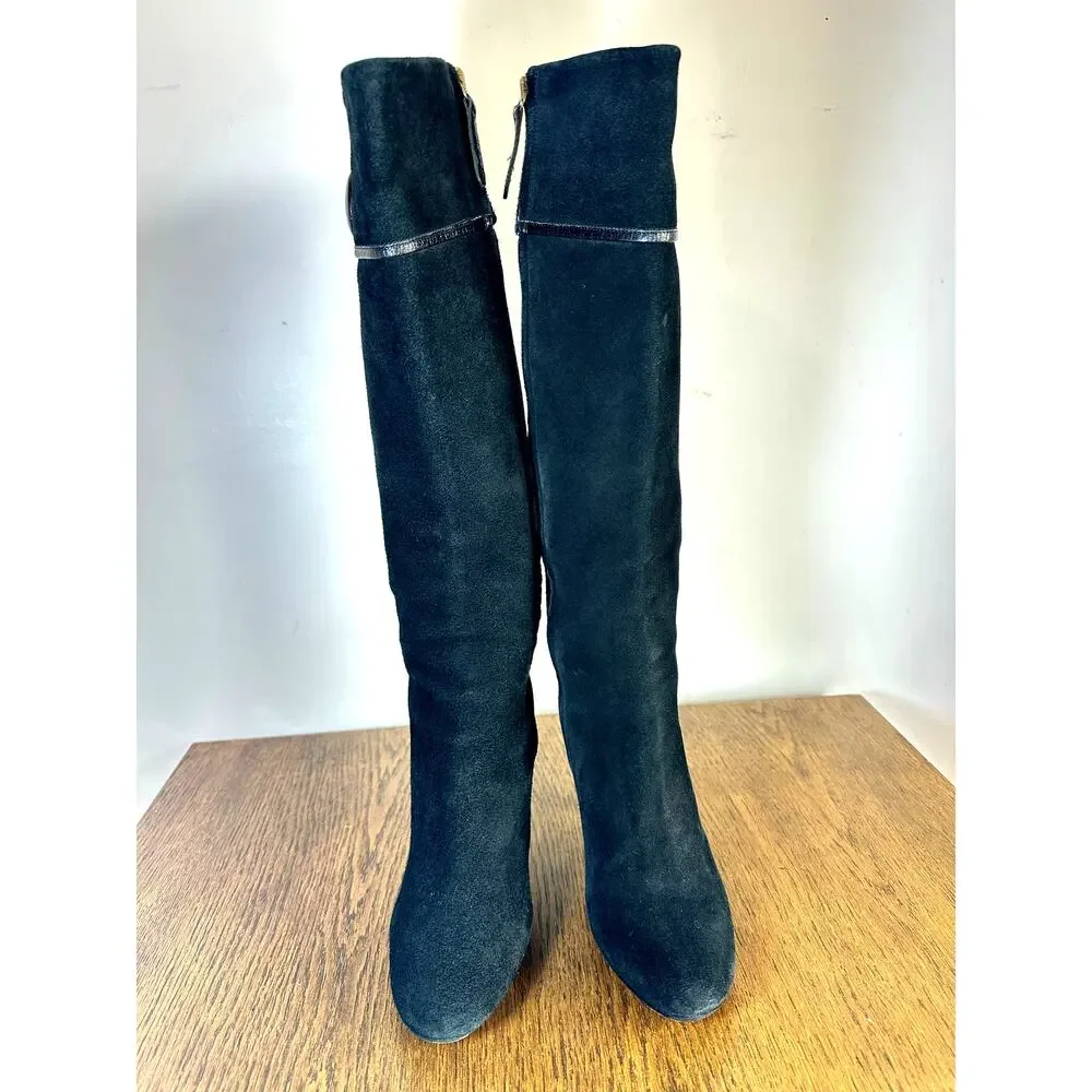 KATE SPADE Black Suede Knee High Heel Boots womans‎ 7 B